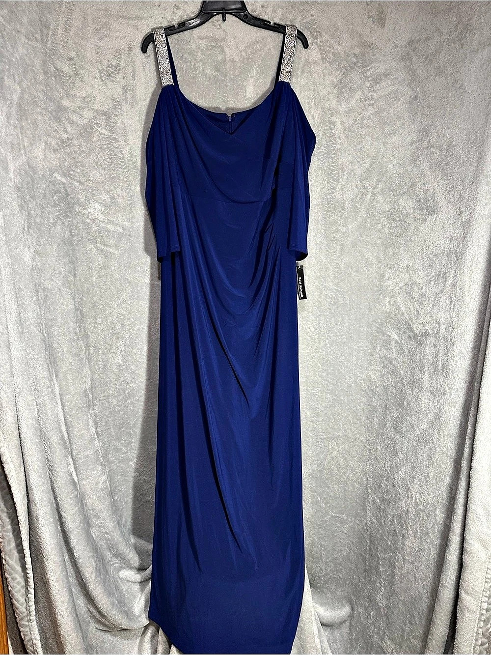 R&M Richards Cold Shoulder Gown Blue 22W Like New
